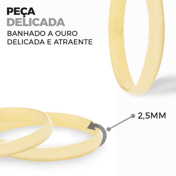 Aliança Banhada de Ouro 3MM - Imagem 3