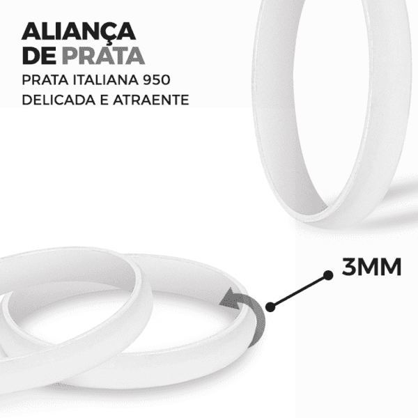 Aliança de Prata 950 3MM - Imagem 3