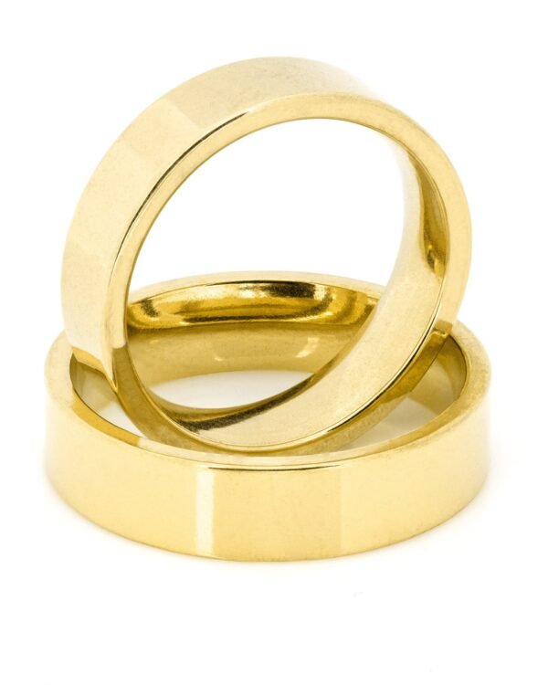 Aliança Quadrada Anatômica 6mm Dourada de Aço Inoxidável