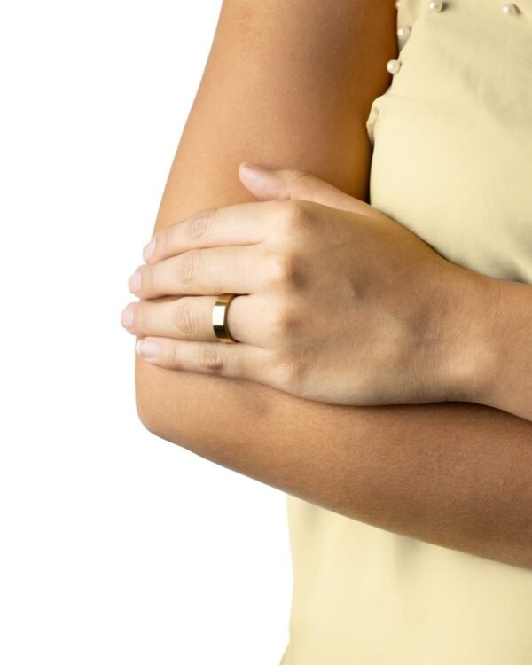 Aliança Quadrada Anatômica 6mm Dourada de Aço Inoxidável - Imagem 2