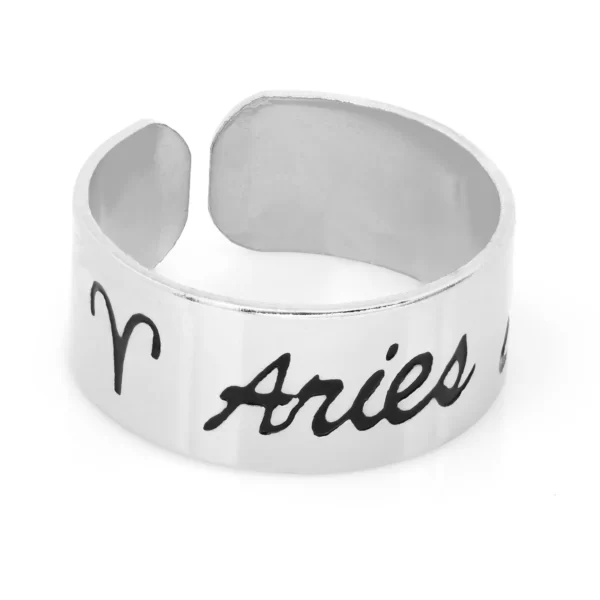 Anel Metálico Ajustável do Signo de Áries