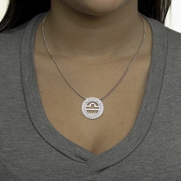 Corrente de Signo de Libra de Aço Inox 316L Cravejada com Zircônias - Imagem 4