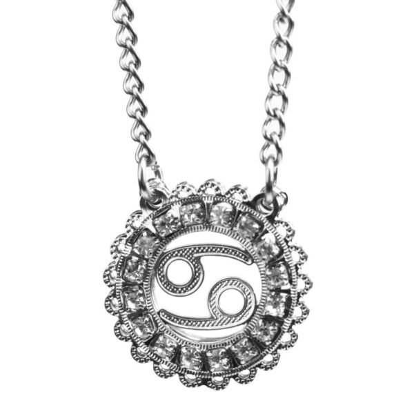 Corrente de Signo de Câncer Cravejada com Zircônias de Aço Inoxidável (Tam P)