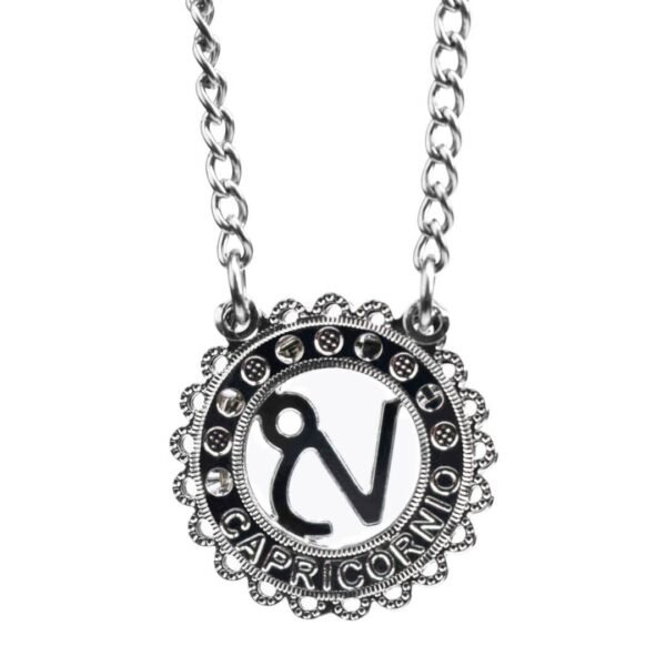Corrente de Signo de Capricórnio Cravejada com Zircônias de Aço Inoxidável (Tam P) - Imagem 3