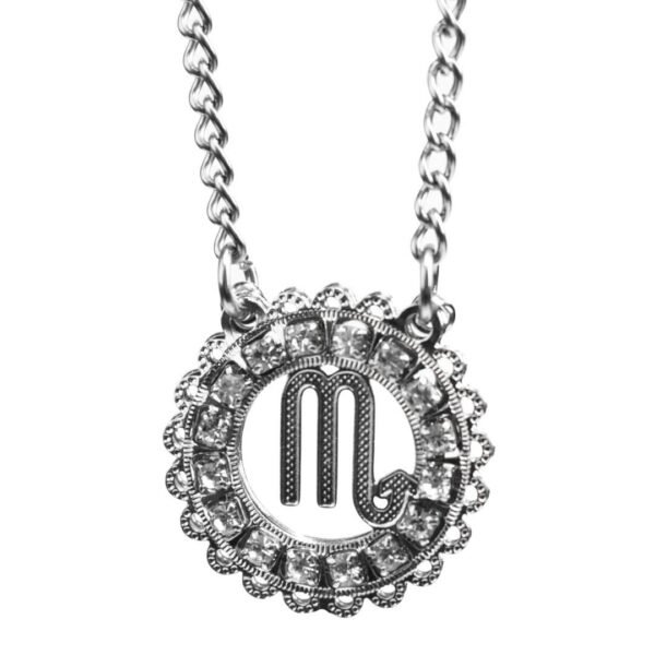 Corrente de Signo de Escorpião Cravejada com Zircônias de Aço Inoxidável (Tam P)