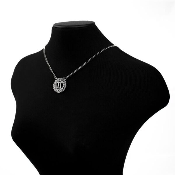 Corrente de Signo de Gêmeos Cravejada com Zircônias de Aço Inoxidável (Tam P) - Imagem 4