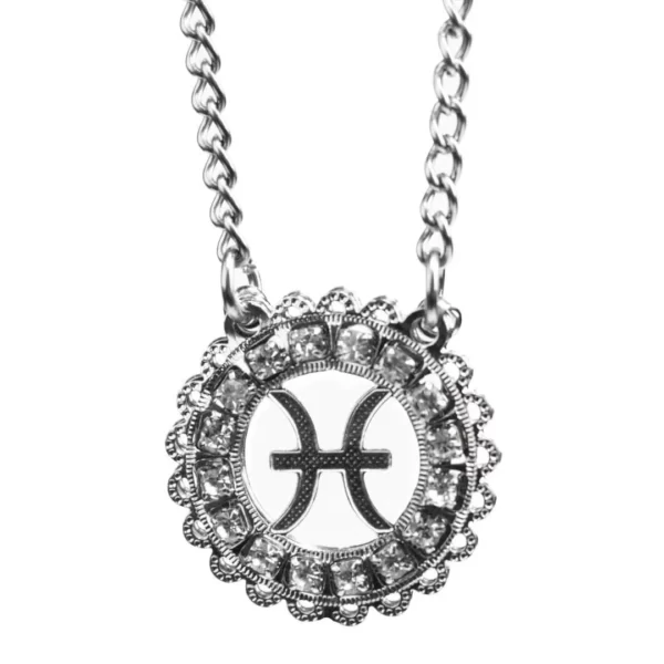 Corrente de Signo de Peixes Cravejada com Zircônias de Aço Inoxidável (Tam P)