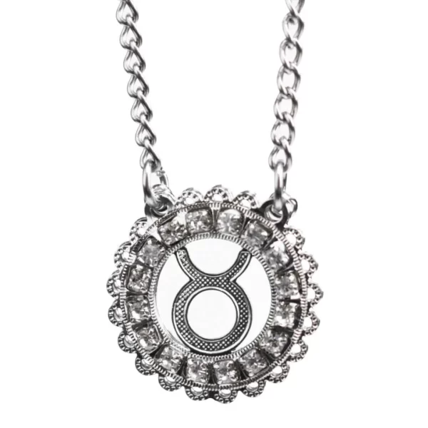 Corrente de Signo de Touro Cravejada com Zircônias de Aço Inoxidável (Tam P)