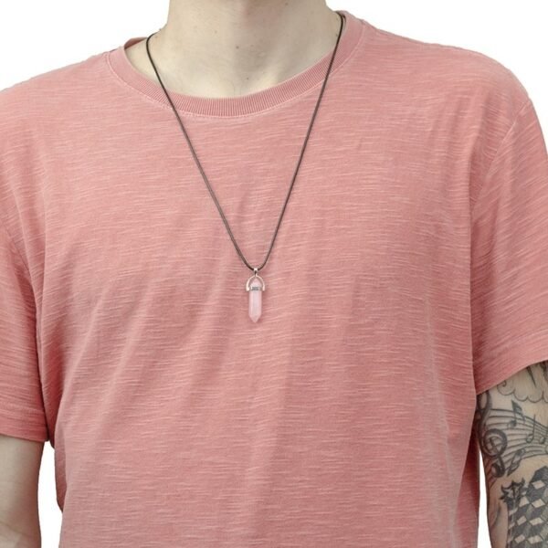 Colar de Pedra de Quartzo Rosa Ajustável