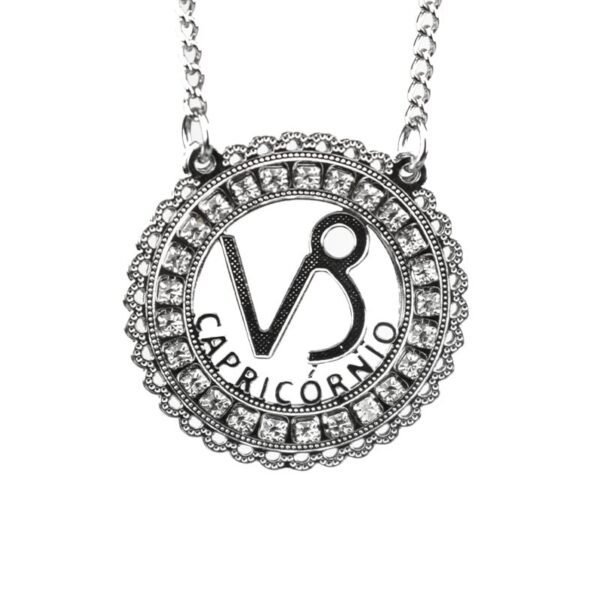 Corrente de Signo de Capricórnio de Aço Inox 316L Cravejada com Zircônias