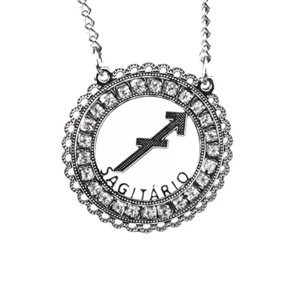 Corrente de Signo de Sagitário de Aço Inox 316L Cravejada com Zircônias