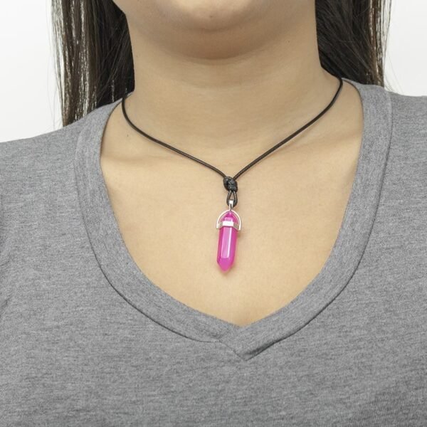 Colar de Pedra de Ágata Rosa Ajustável