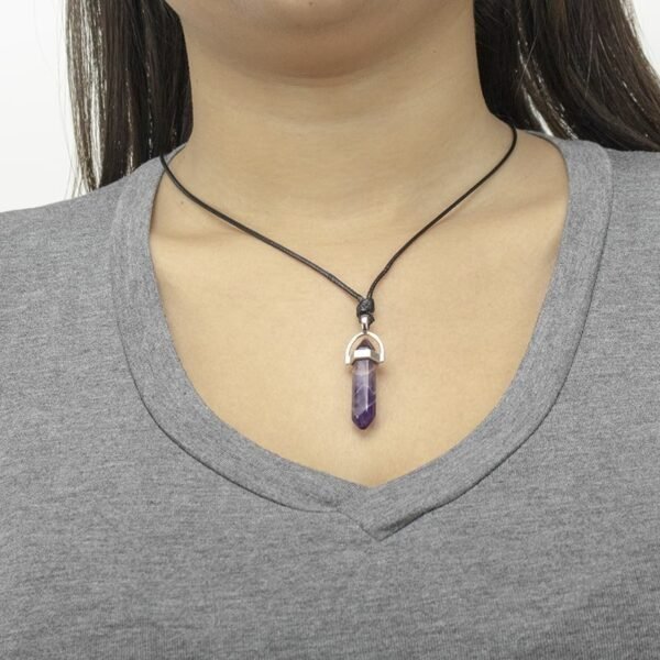 Colar de Pedra de Ametista Ajustável