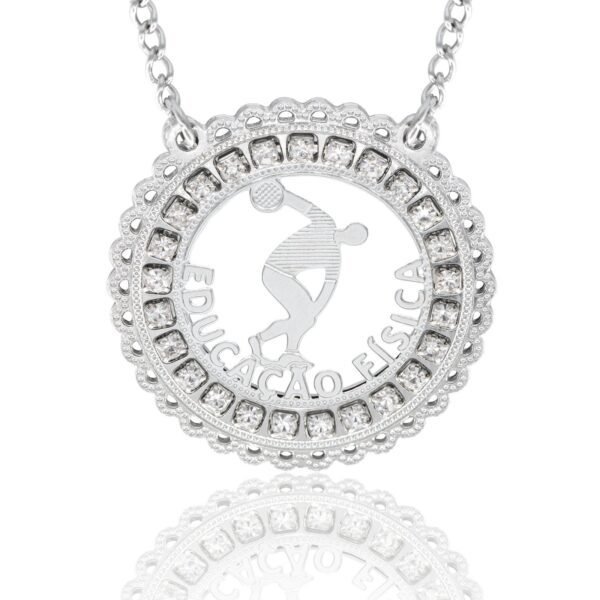 Corrente de Profissão de Educação Física de Aço Inox 316L Cravejada com Zircônias