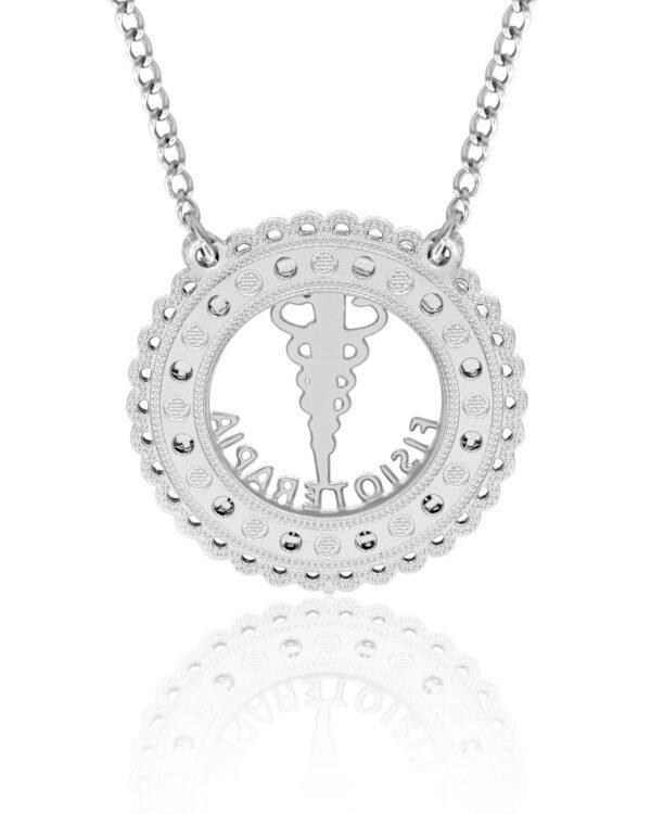 Corrente de Profissão de Fisioterapia de Aço Inox 316L Cravejada com Zircônias - Imagem 3