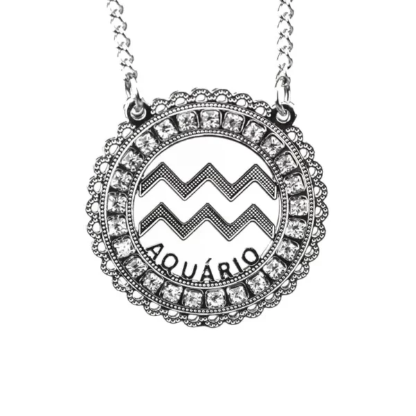 Corrente de Signo de Aquário de Aço Inox 316L Cravejada com Zircônias