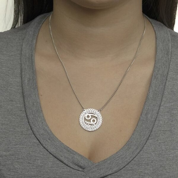 Corrente de Signo de Câncer de Aço Inox 316L Cravejada com Zircônias - Imagem 4