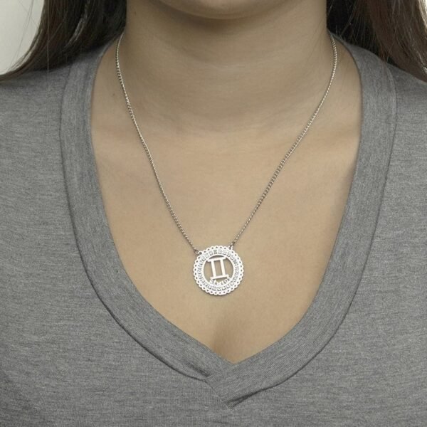 Corrente de Signo de Gêmeos de Aço Inox 316L Cravejada com Zircônias - Imagem 4