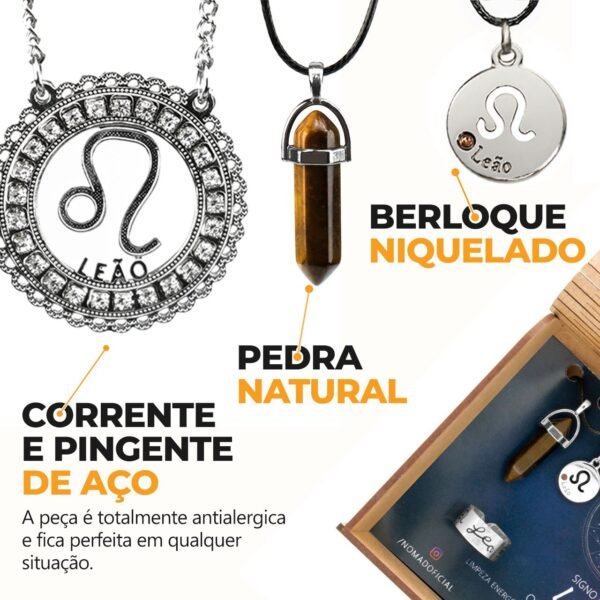 Conjunto de Signo de Leão – Pedra Olho de Tigre