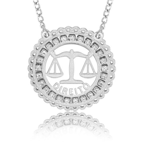 Corrente de Profissão Direito de Aço Inox 316L Cravejada com Zircônias