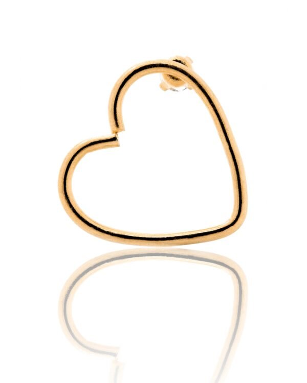 Piercing Argola de Coração Dourada Com Ponto De Luz De Aço Inox - Imagem 3