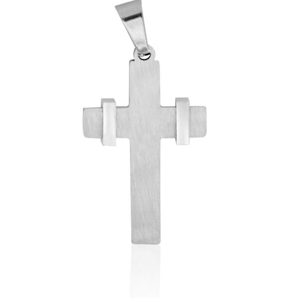 Pingente Cruz Detalhada com Oração Pai Nosso de Aço Inoxídavel