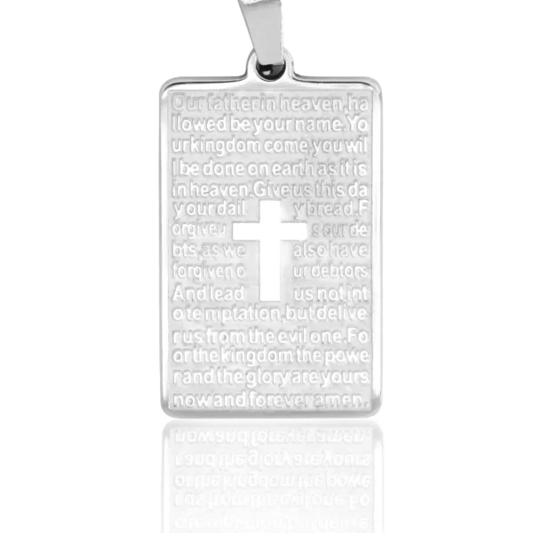 Pingente Medalha de Oração Our Father de Aço Inoxidável