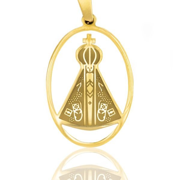 Pingente Medalha de Nossa Senhora Vazada M de Aço Inoxidável