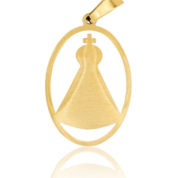 Pingente Medalha de Nossa Senhora Vazada M de Aço Inoxidável