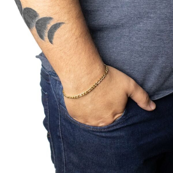 Pulseira Corrente Elo Fígaro 3×1 de Aço Inoxidável