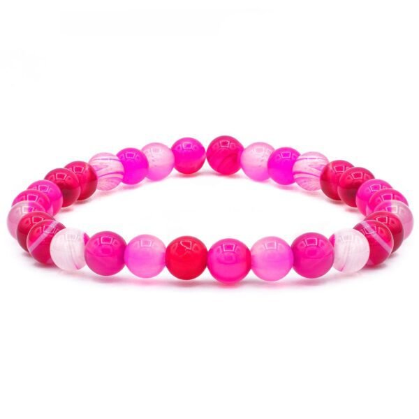 Pulseira de Pedra Ágata Rosa 6mm