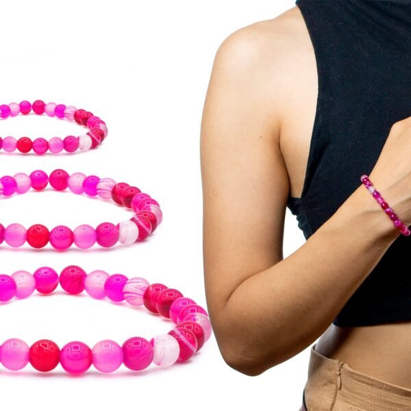 Pulseira de Pedra Ágata Rosa 6mm