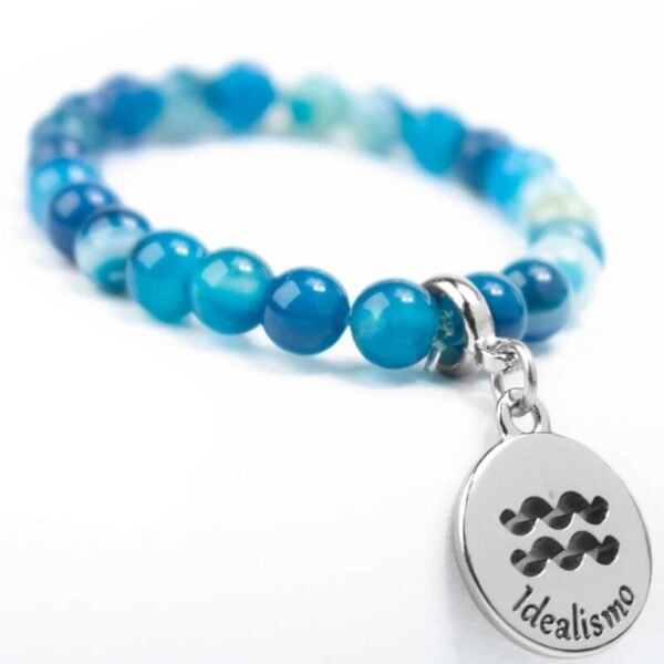 Pulseira de Signo de Aquário – Pedra Ágata Azul