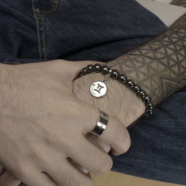 Pulseira de Signo de Gêmeos - Pedra Hematita - Imagem 4