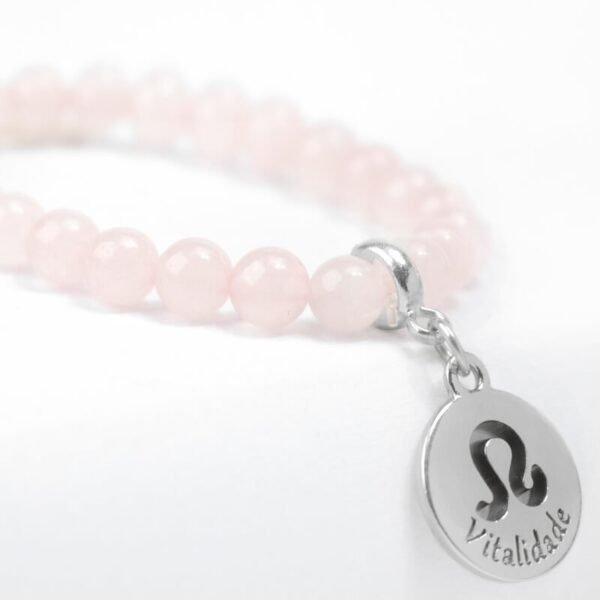 Pulseira de Signo de Leão – Pedra Quartzo Rosa
