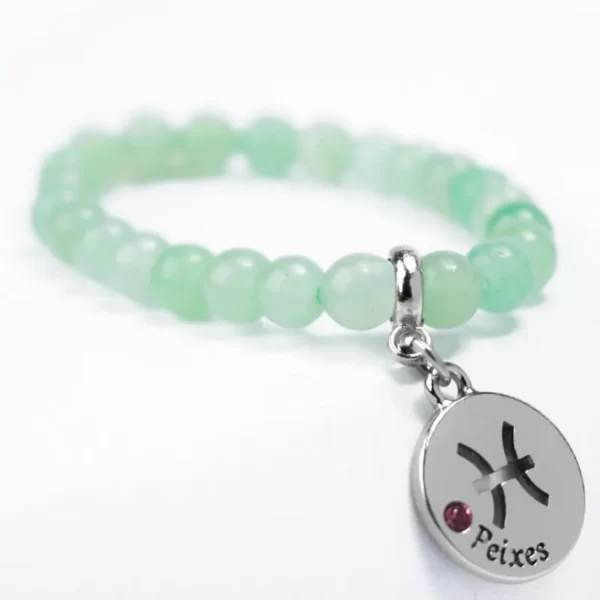 Pulseira de Signo de Peixes – Pedra Quartzo Verde