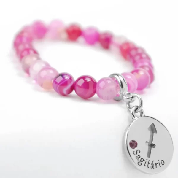Pulseira de Signo de Sagitário – Pedra Ágata Rosa