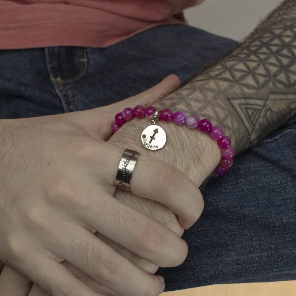 Pulseira de Signo de Sagitário - Pedra Ágata Rosa - Imagem 4