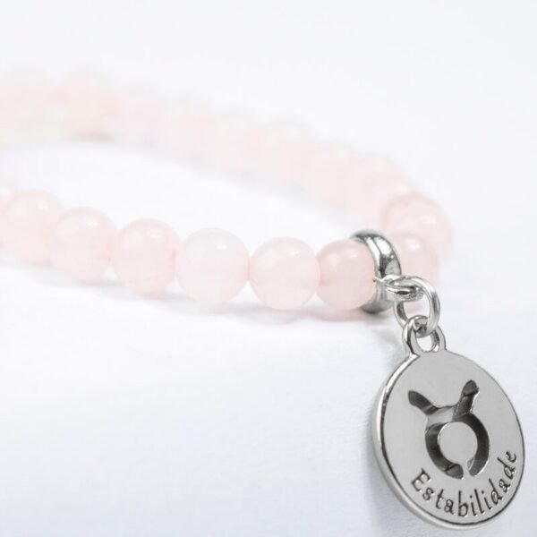 Pulseira de Signo de Touro – Pedra Quartzo Rosa