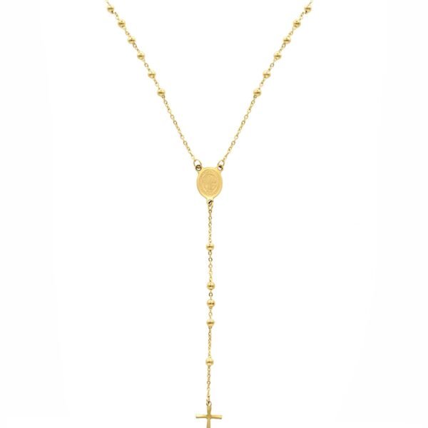 Terço Medalha de São Bento P de Aço Inoxidável