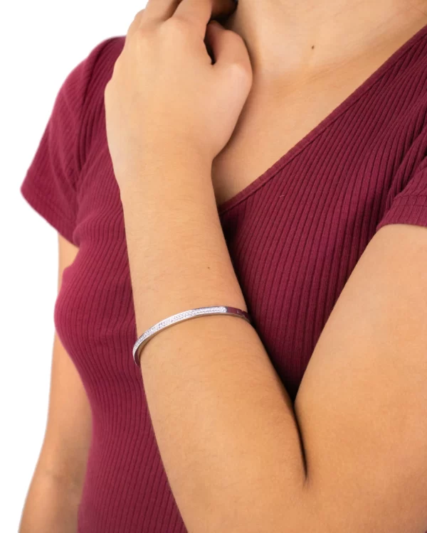 BRACELETE DE AÇO LINHA DUPLA ZIRCÔNIAS - Imagem 2