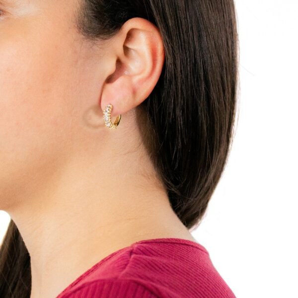 Argola Diamantada Banhada a Ouro 18K