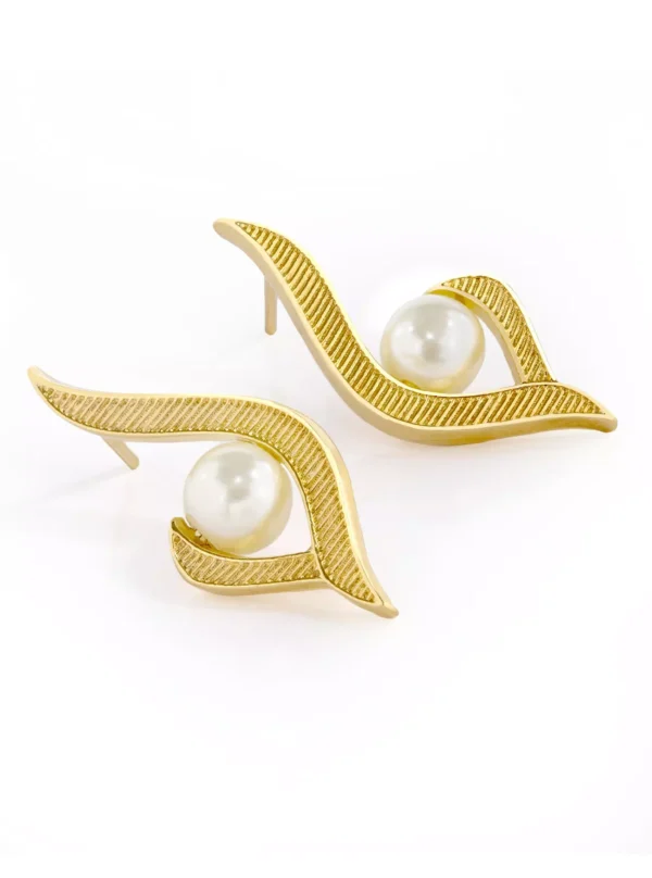 BRINCO PÉROLA BANHADO A OURO - Imagem 3